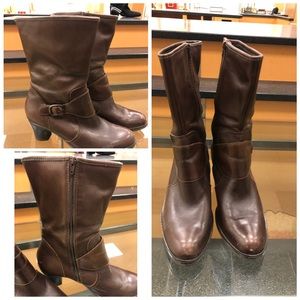 Brown leather boots